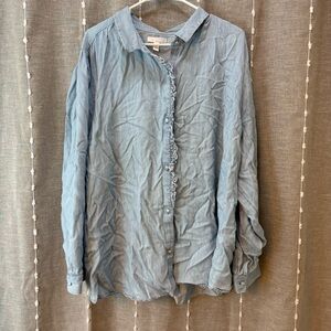 LC Lauren Conrad Light Blue Casual Button Down Shirt